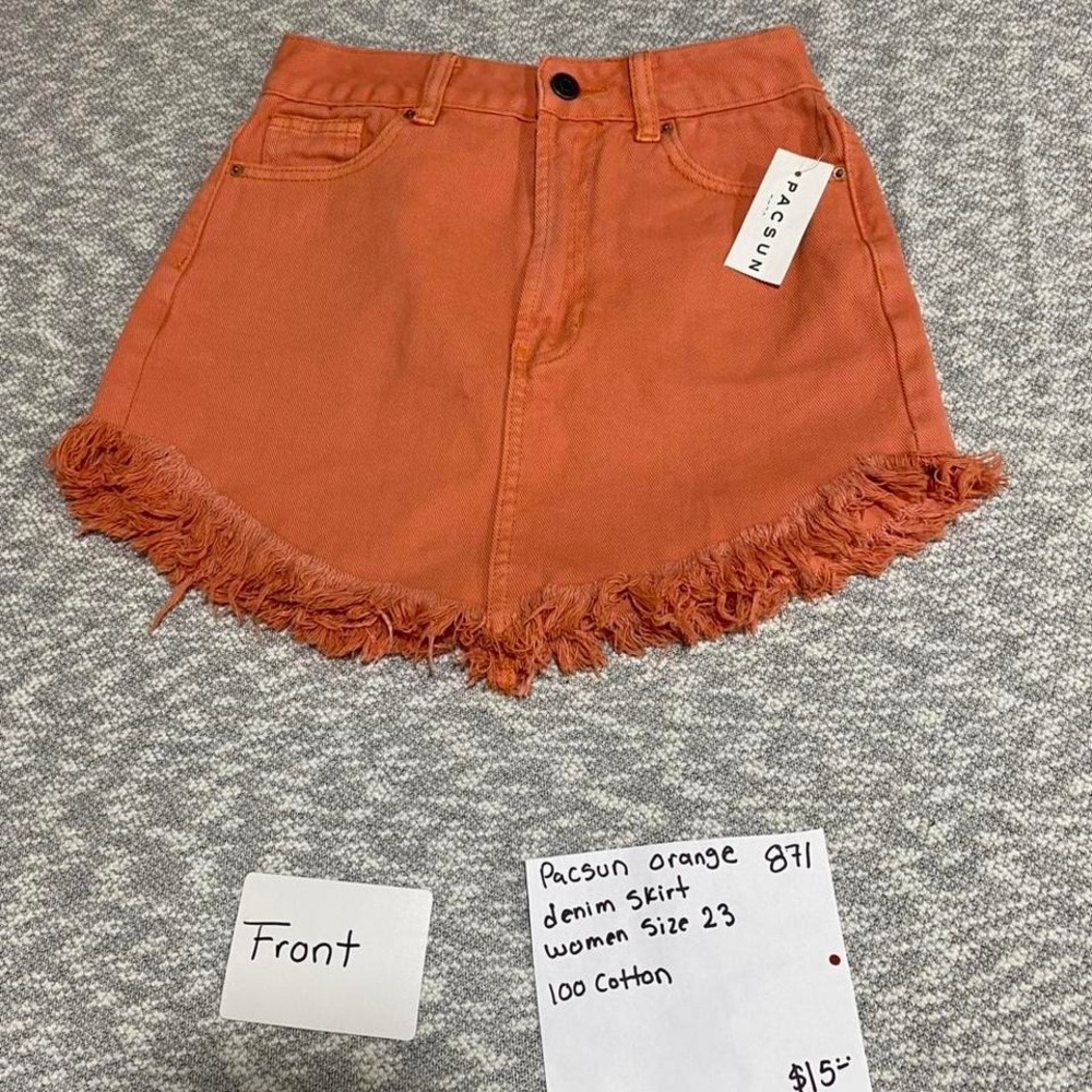 Pacsun orange denim‎ skirt women size 23. SKU871